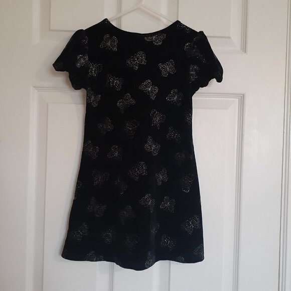 Girls Size 6X Black Velvet Glitter Butterfly Dress - Picture 2 of 4